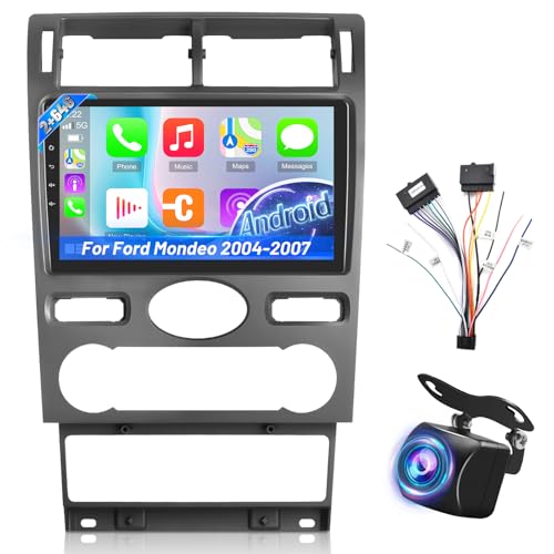 [2+64GB] Android Radio de Coche para Ford Mondeo 2004 2007, 9 Pulgadas Estéreo del Coche con Pantalla Táctil Wirelss CarPlay y Android Auto, WiFi, GPS, Radio FM RDS, Cámara de Marcha Atrás