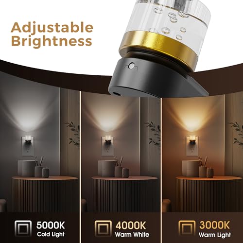 Image of L LOHAS LED Night Lights Plug into Wall, 3000K /4000k /5000K Adjustable Color Temperature Bubble Night Light, Dusk to Dawn Sensor for Hallway, Bathroom, Rooms