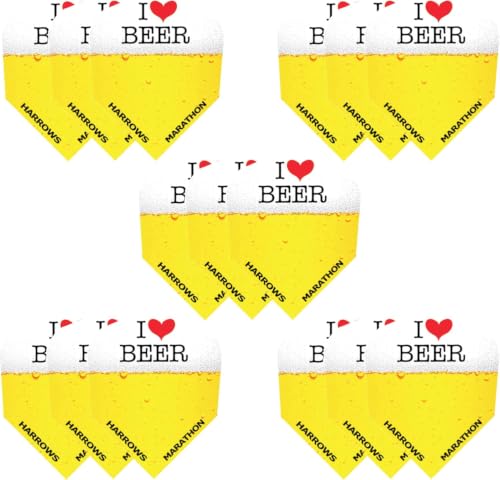 Harrows Darts Flights - 15, 30, 60 Flight Packs I 100 Micron Dart Flights I Premium Extra Strong Made in UK I Professional Darts Accessories (Beer)