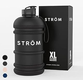 STRÖM 2.2 Litre Water Bottle (MATTE BLACK) with Flip Cap, 100% BPA Free, Premium Quality, Carry Strap & Handle