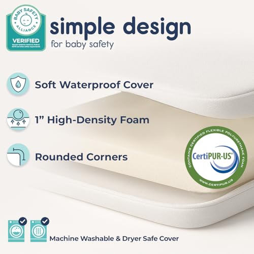 Hiccapop Playard Mattress Pad (38"x26"x1"), Playpen Pad, Portable Crib Mattress with Carry Bag, 1" Thick
