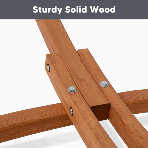 Image of SUNCREAT 2 Person Hammock with 10 ft Wooden Stand Included, Dark Gray