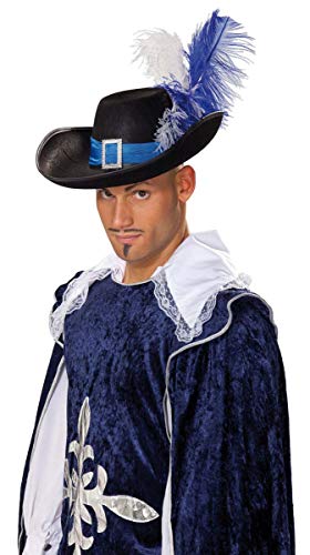 Musketierhut schwarz/blau mit Federn Herren Hut Mittelalter Fasching Mottoparty