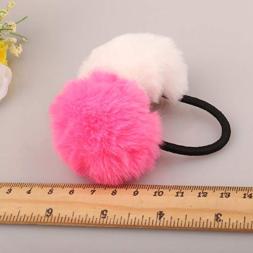 Lovef Fashion 6 Pcs Sweet Rabbit Faux Fur Fluffy Ball Pom Pom Scrunchies Elastic Ponytail Holder Hair Rope Hair Accessories #TOP3