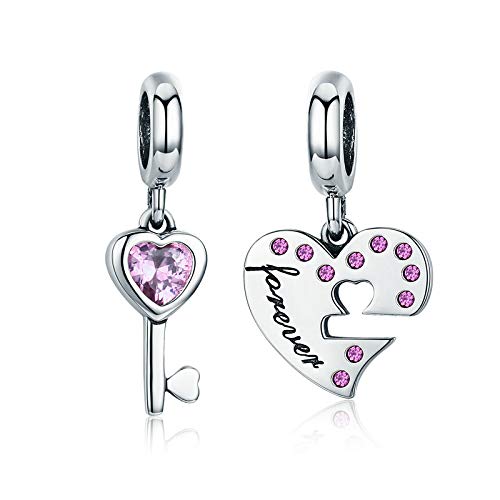 Charm Cuore Chiave Dolci metà Amore Fidanzamento proposta ciondolo pendente in argento 925 - Les Folies per Pandora