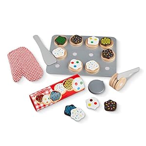 Melissa & Doug Slice and Bake Wooden Cookie Play Food Set – Pretend Cookies And Baking Sheet, Wooden Play Food Set, Toy Baking Set For Kids Ages 3+
