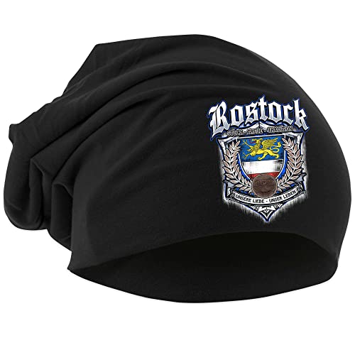 UGLYSHIRT Für Immer Rostock Mütze | Strickmütze - Rostock Beanie - Rostock Hut - Logo - Hat - Stadt - City | Beanie Druck: Bunt