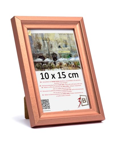 3-B Cadre photo MORI - Cuivre rouge - 10 x 15 cm - Cadre en bois, cadre photo, cadre portrait avec verre acrylique