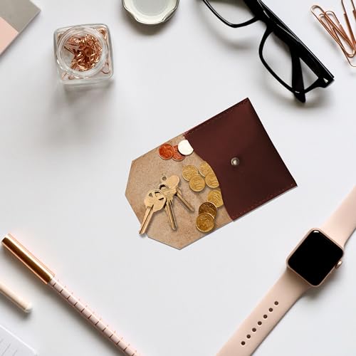 Succor Leather Coin Pouch, Small Wallet for Men & Women, Card Purse, Cash Pouch, Coin & Key Holder, 4x3.5 Inch Currency Organizer, Mini Utility Envelope Purse (Maroon)3