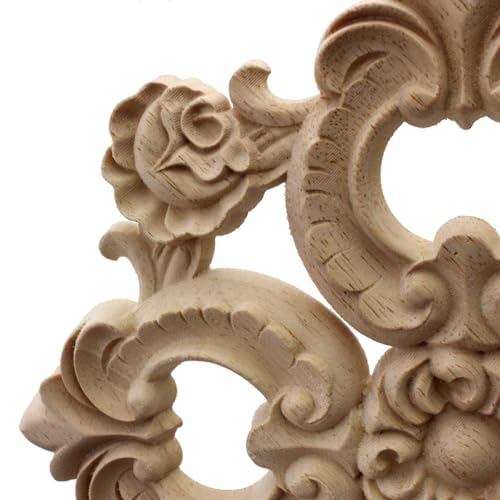 Apliques de madera tallada LVTFCO de 20cm con rosas decorativas para restaurar muebles vintage 5