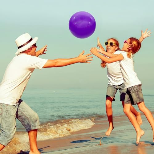 GCQJOQ 3 Pack Beach Balls, Large Inflatable Beach Balls Bulk for Parties, Beach, Pools & Play (Purple, 12 inch)