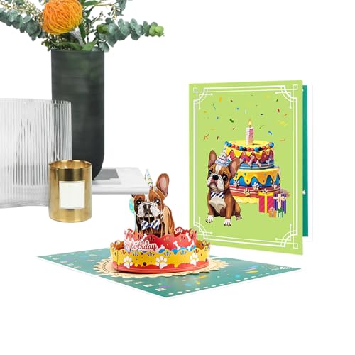 Huvqianu 犬の誕生日カード, 犬 おもしろい グリーティングカード, クリエイティブポストカード 3Dデコレーション パーティー装飾 子供から大人まで