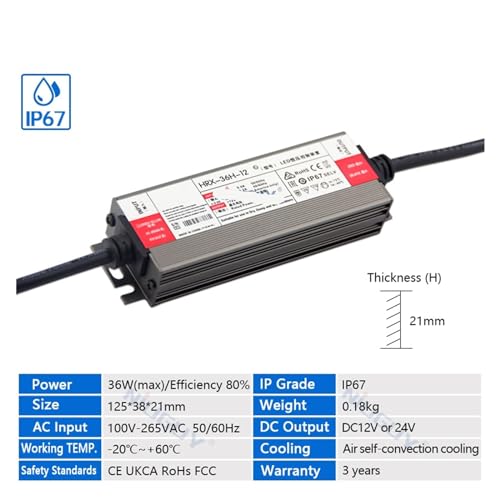 Alimentation électrique LED étanche transformateur AC DC 12V 36W - 2