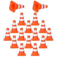 16stk Mini-Verkehrskegel, 3,47cm Miniatur-Verkehrskegel Kunststoff Absperrungen Verkehrszeichen Kleiner Baukegel Trainingsspielzeug für Straßensperren für Kinder Rollenspiel Ingenieursparty
