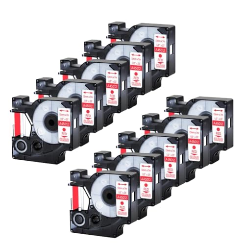 5 10pk�W�����x��12mmx7m�e�[�vLabelManager 210D�v�����^�[�ƌ݊����̂��郊�{������45013 S0720530�œ��삷��(10Pcs Red on clear)