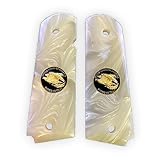 Premium Gun Grips Full Size 1911 Grips Pearl w/Black and Gold Eagle Gov. & Clones Taurus, S&W, Springfield, Rock Island Mother of Pearl Bonus 4 Gold Screws