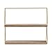 Produktbild MH London 2-stufig schwebendes Regal I Handgefertigter Metallrahmen, natürliches Mangoholz, wasserdicht, wartungsfrei I Aufbewahrung von Akzentdisplays an der Wand I 16 cm x 52 cm x 63 cm I Lugo, Gold