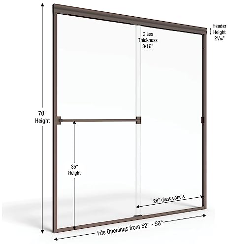 Basco Classic Sliding Shower Door, Fits 52-56 inch opening, Rain Glass, Brushed Nickel Finish by BASCO - Used condition - Image 9