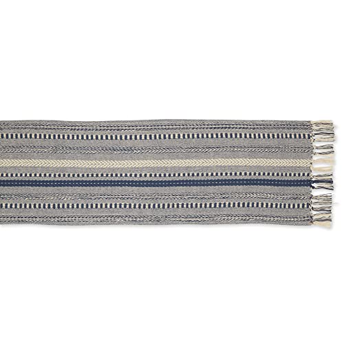 DII Farmhouse Braided Stripe Table Runner Collection, 15x72 (15x77, Fringe Included), French Blue, 15x72" (15x77", Fringe Included) - Image 2