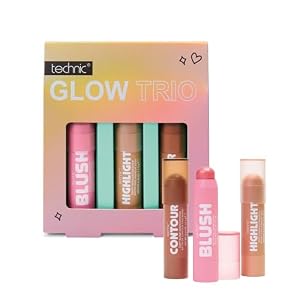 Technic Glow Trio Stick Set – Easy-to-Apply Cream Blusher, Highlighter & Contour for a Sculpted, Radiant Glow – Makeup Gift