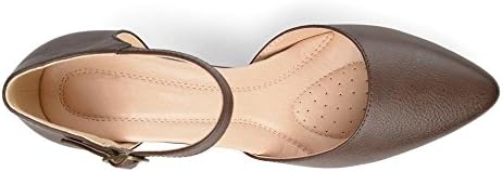 Brinley Co. Womens Faux Leather Comfort Sole D'Orsay Ankle Strap Almond Toe Heels Brown, 8 Regular US | Image 3