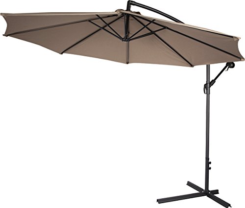 Belleze Patio Umbrella 10 Ft Offset Cantilever Umbrella Outdoor Market Hanging Umbrellas And Crank W Cross Base Beige Buy Online In Belize At Desertcart