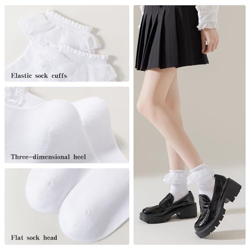 Lace Ruffle Frilly Ankle Socks for Women - Cotton Socks With Stylish Cute Lace Design3