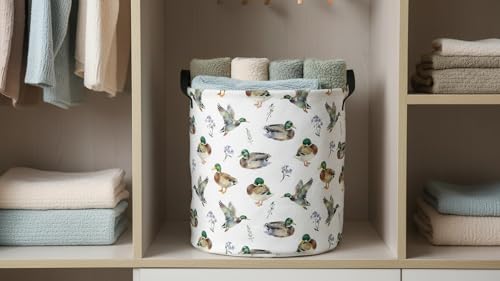 Image of CLOCOR Large Laundry Basket,Waterproof Nursery Hamper,Collapsible Fabric Storage Container,Room Decor,Gift Basket(Mallard