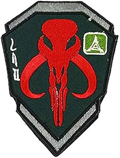 Bounty Hunter Embroidered Tactical Patch Mandalorian Boba Fett Badge Morale Armband Emblem Applique with Hook and The Loop (Grey)
