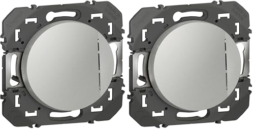 Legrand - Interrupteur ou va-et-vient avec voyant lumineux dooxie 10AX 250V~ - finition alu (Lot de 2)