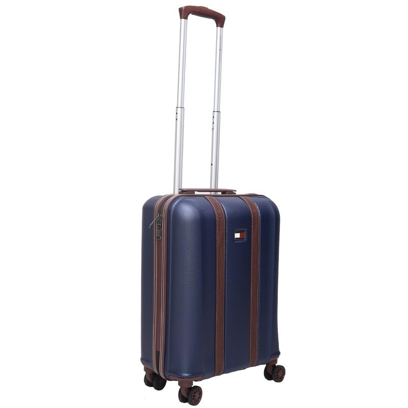 Image of TOMMY HILFIGER Cabin Hard Luggage Graphite X - Navy| Carry-On Trolley Bag with TSA Lock | 360 Spinner Double Wheels | Telescopic Handle | PC Shell Suitcase | 55cm | 47.3L Capacity