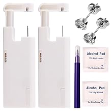 KAIQIKAIXI 2Pcs Ear Piercing Kit Automatic And Painless Ear Nail Gun Disposable Aseptic Household Ear Piercing Gun Portable Ear Piercing Gun Group Ear Piercing Tools 5mm, Silver