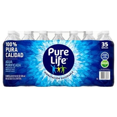 Pure Life Purified Water – 16.9 fl oz (500 ml) Bottles, Pack of 35 – Crisp Mineral-Enhanced Hydration, Zero Calories, Eco-Friendly Recyclable Bottles