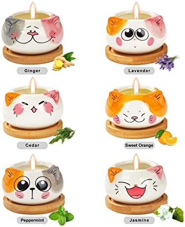 Kinforse Scented Candles Gifts for Women, Birthday Gifts for her, Presents for Women, Cat Gifts for Women, 6 Pack Novelty Gifts for Women Birthday Unique