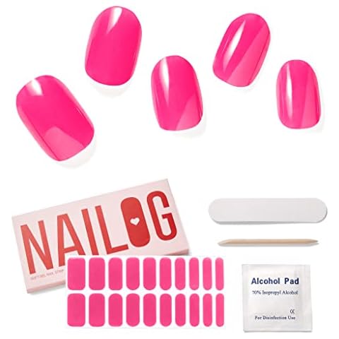 NAILOG Halbwegs Ausgehärtet Gel Nail Wrap 20pcs Lang Anhaltende Nagellackstreifen Cover