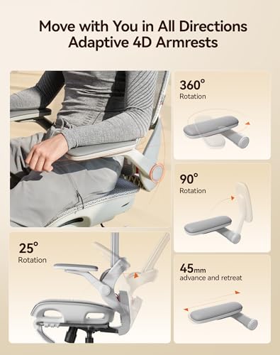 Image of SIHOO B100 Pro Ergonomic Office Chair with Adaptive Lumbar Support, Computer Chair with Dual-Back, Desk Chair with 360 Rotatable & Flip-Up Armrests, 3D Wide Headrest, 2 Packs, Light Grey