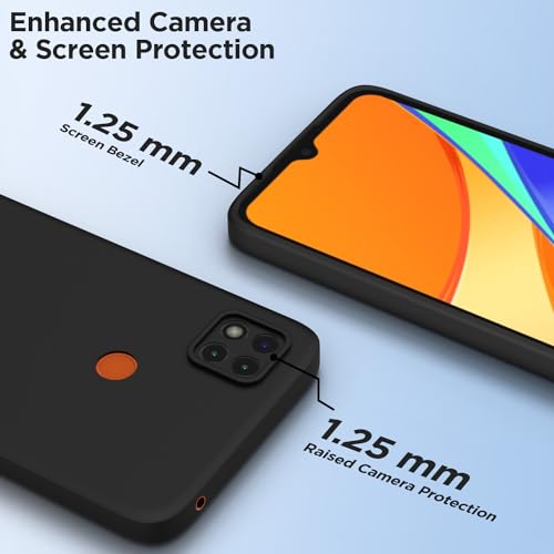 Image of Outlouders Back Cover for Redmi 10A / 10A Sport /Redmi 9 /9 Activ / 9C / Poco C31 | Camera Protection | Durable Soft Matte Silicone Bumper Case (Black)