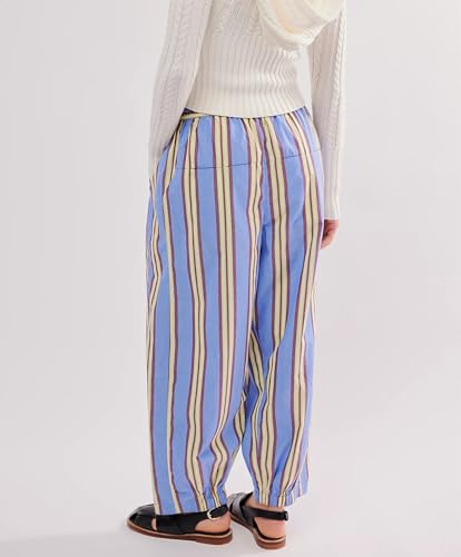 Womens Striped Harem Pants Casual Hippie Elastic Waisted Wide Leg Palazzo Pants with Pockets2