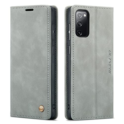 QLTYPRI for Samsung Galaxy S20 FE Wallet Case with Card Holders, Grey