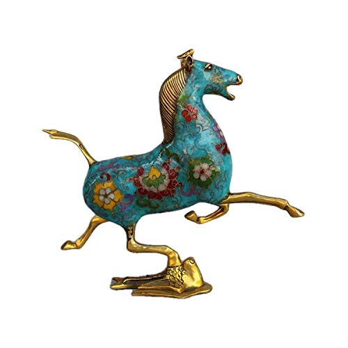Statue décorative à collectionner : sculpture cheval en cuivre pur pour salon