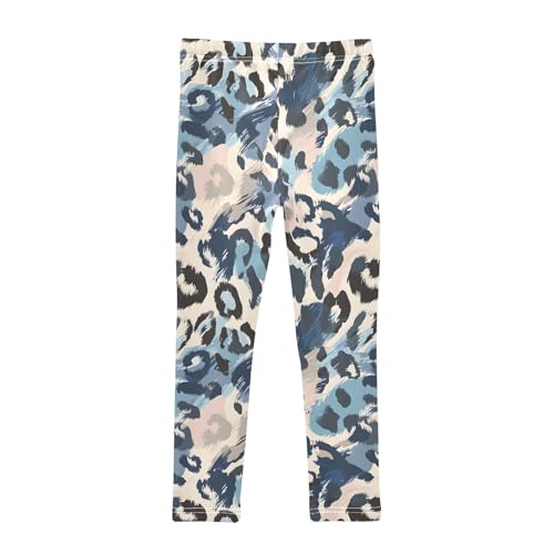 Blue Camo Leopard Print Girls Leggings Soft Stretch Workout Yoga Dance Pants for Kids Casual Tights2