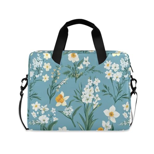 Bolso maletín portátil para laptop 15.6 pulg flores azul