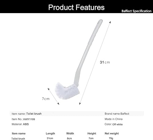 Miniatura 8 de Baffect Cepillo de inodoro curvado de plástico largo antideslizante mango de limpieza de inodoros Cepillos de limpieza fuerte descontaminación