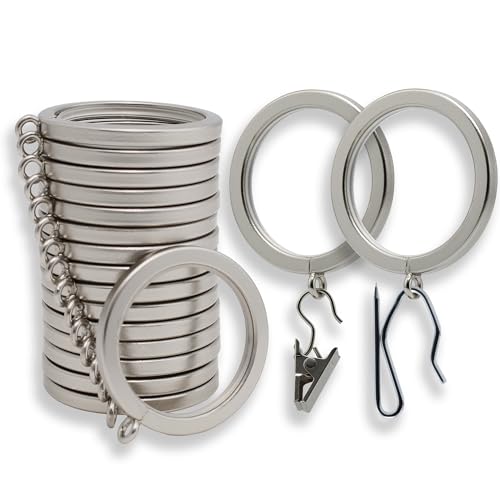 BlastHome® Luxury Curtain Rings – Premium Metal with Quiet, Smooth, Removable Nylon Inserts – Pinhooks and Clips Included – 1 1/2