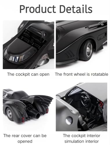 Image of Batmobi 1:18 Scale Alloy Simulation Super Openable Cockpit with Sound & Light Also Pull Back Car Toy for Kids [Colors as Per Stock](1:18 Batmobile Car -Multicolor)