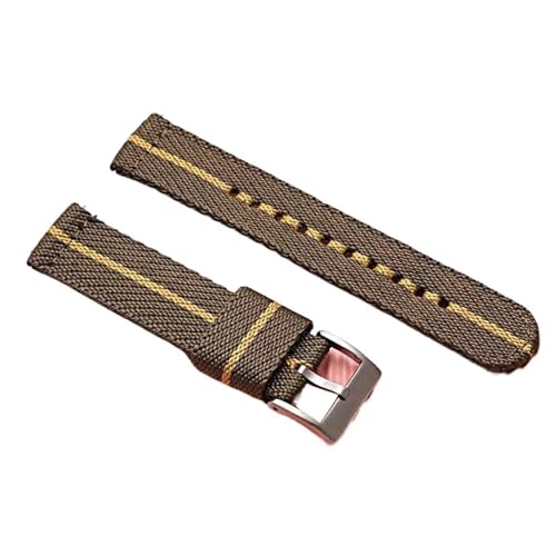 Nylon Braided Watch Straps With 18mm 20mm And 22mm Quick-release Interfaces Are Universal(Green with yellow line,20mm)