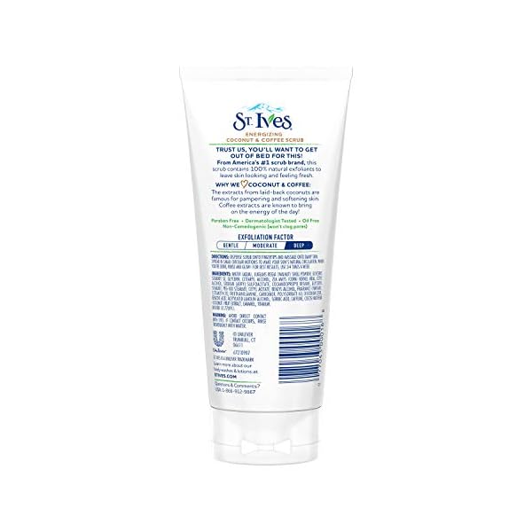 St. Ives Rise and Energize Face Scrub Deep Exfoliating Scrub Coconut and Coffee Dermatologist-Tested, 100% Natural Exfoliants Face Wash, 6 Ounce (Pack of 6)