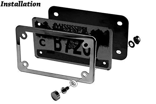 Lfparts Motorcycle Polished Stainless Steel License Plate Frame Slim Style #TOP3