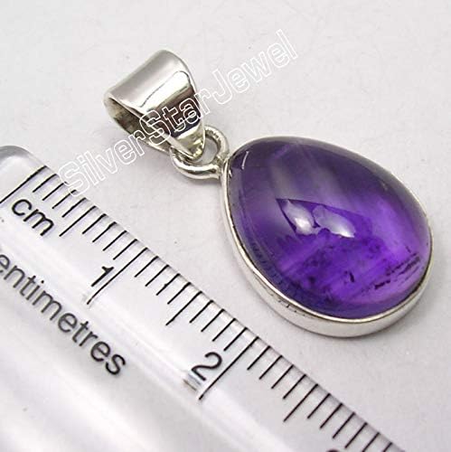 925 Sterling Silver Cabochon Amethyst Pendant 1" New Gemstone New Year Wear