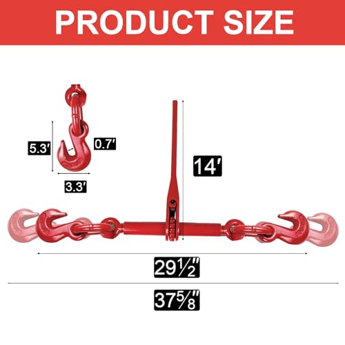 AAIN 1/2" – 5/8" Load Binders | Drop Forged Ratchet Type Load Binders with 13,000 LBS | Use with 1/4" Chain or 5/16" | Binders for Transporting, Towing, Logging Tie Down Binding(4 Pack)